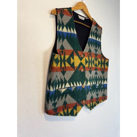 Vintage Womens Aztec Print Vest Size L Southwest Urban Oasis Wool Cotton Blend - Picture 3 of 8
